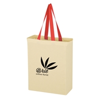 Promotional Red Handled Natural Cotton Canvas Grocery Tote Bag