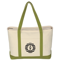 Promotional Custom Large Heavy Cotton Canvas Boat Tote Bag in Lime Green