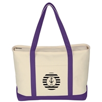 Promotional Custom Purple Large Heavy Cotton Canvas Boat Tote Bag