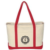 Promotional Large Heavy Cotton Canvas Boat Tote Bag in Red