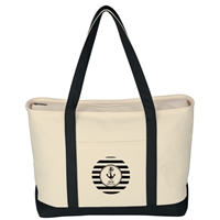 Custom Large Heavy Cotton Canvas Boat Tote Bag in Black