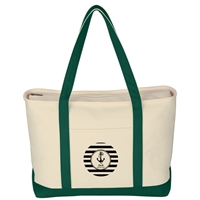 Custom Forest Green Large Heavy Cotton Canvas Boat Tote Bag