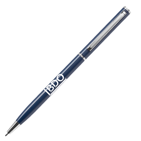 Custom Promotional Blue Slim Metal Silver Pen