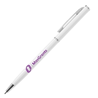 Promotional White Slim Metal Silver Pen