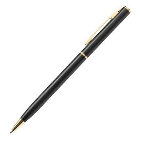 Custom Promotional Slim Metal Gold Pen in Black