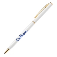 Promotional Slim Metal Gold Pen in White