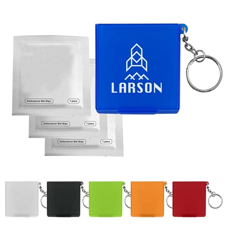Custom Antiseptic Wipes In Carrying Case Keychain