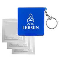 Antiseptic Wipes In Carrying Case Keychain imprinted with your logo