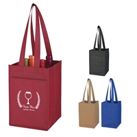 Promotional Non-Woven 4 Bottle Wine Tote Bag